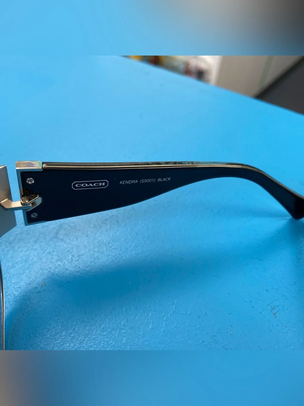 Coach Women’s Blue Gradient Shield Sunglasses with Gold Trim - Picture 5 of 10